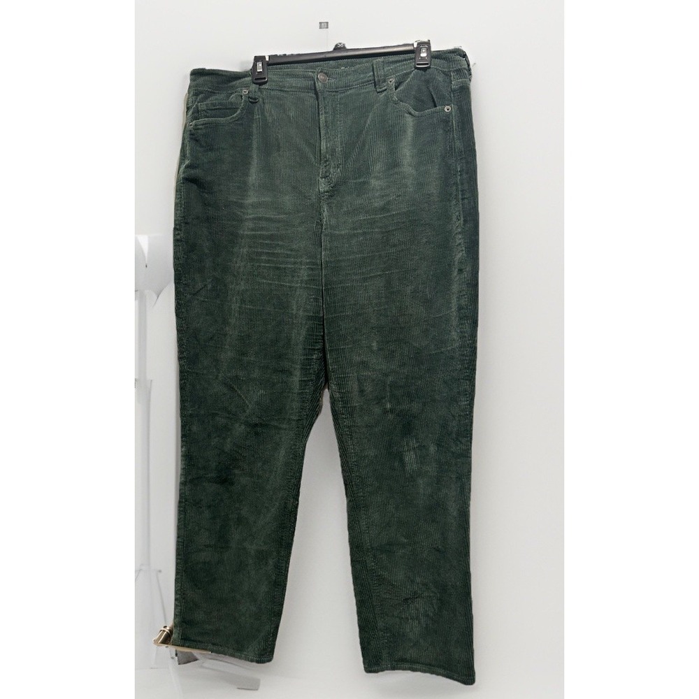 American Eagle Corduroy Mom Straight Pants 16 Regular High‎ Rise Stretch Green